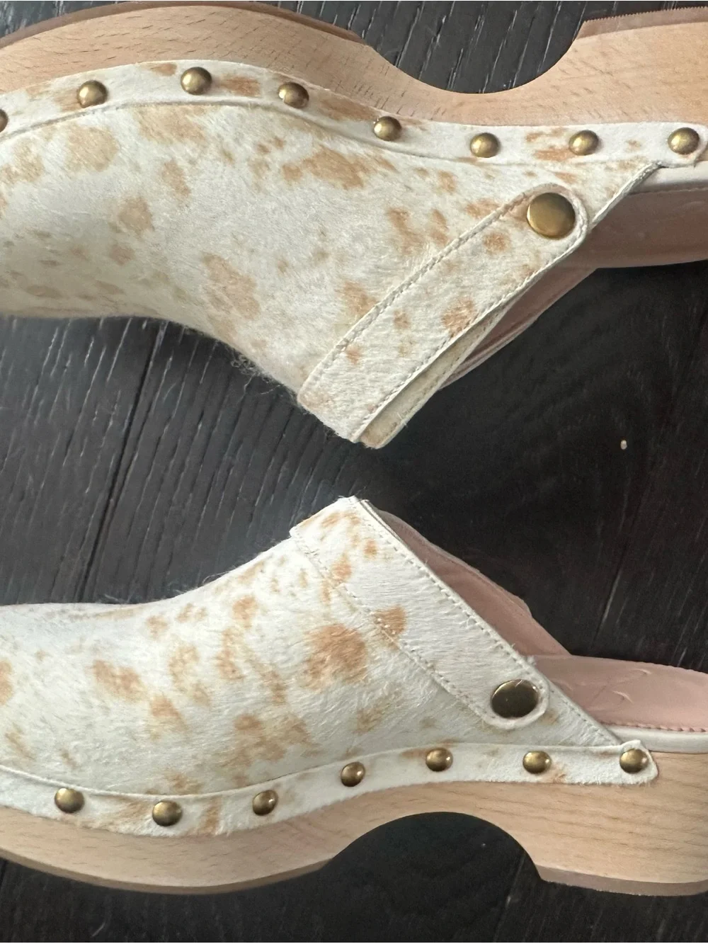 J. Crew Cow Print Calf Hair Clogs Size 7.5